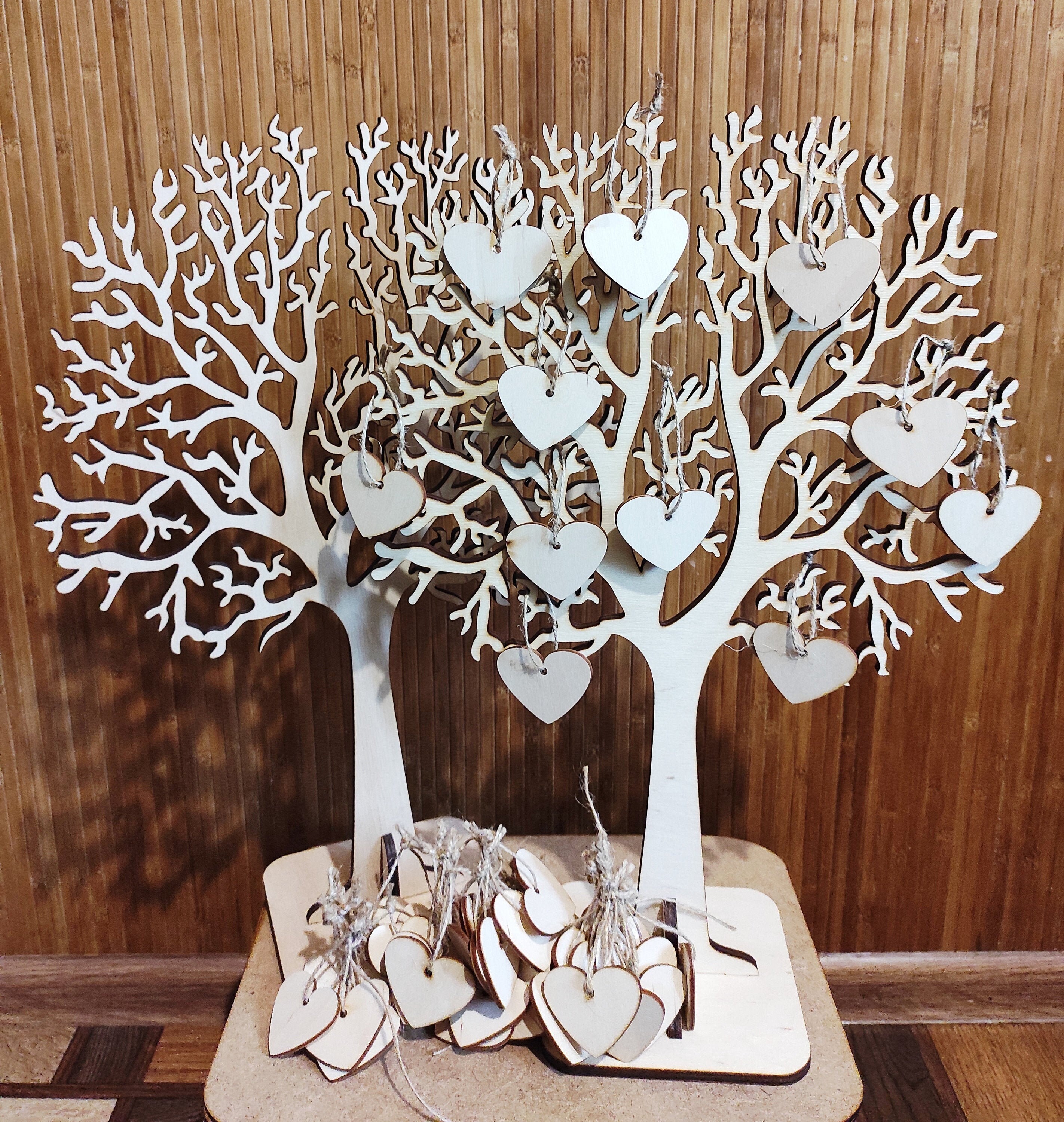 Set of 2 trees Hearts Wedding Guest Book Rustic Wedding Etsy