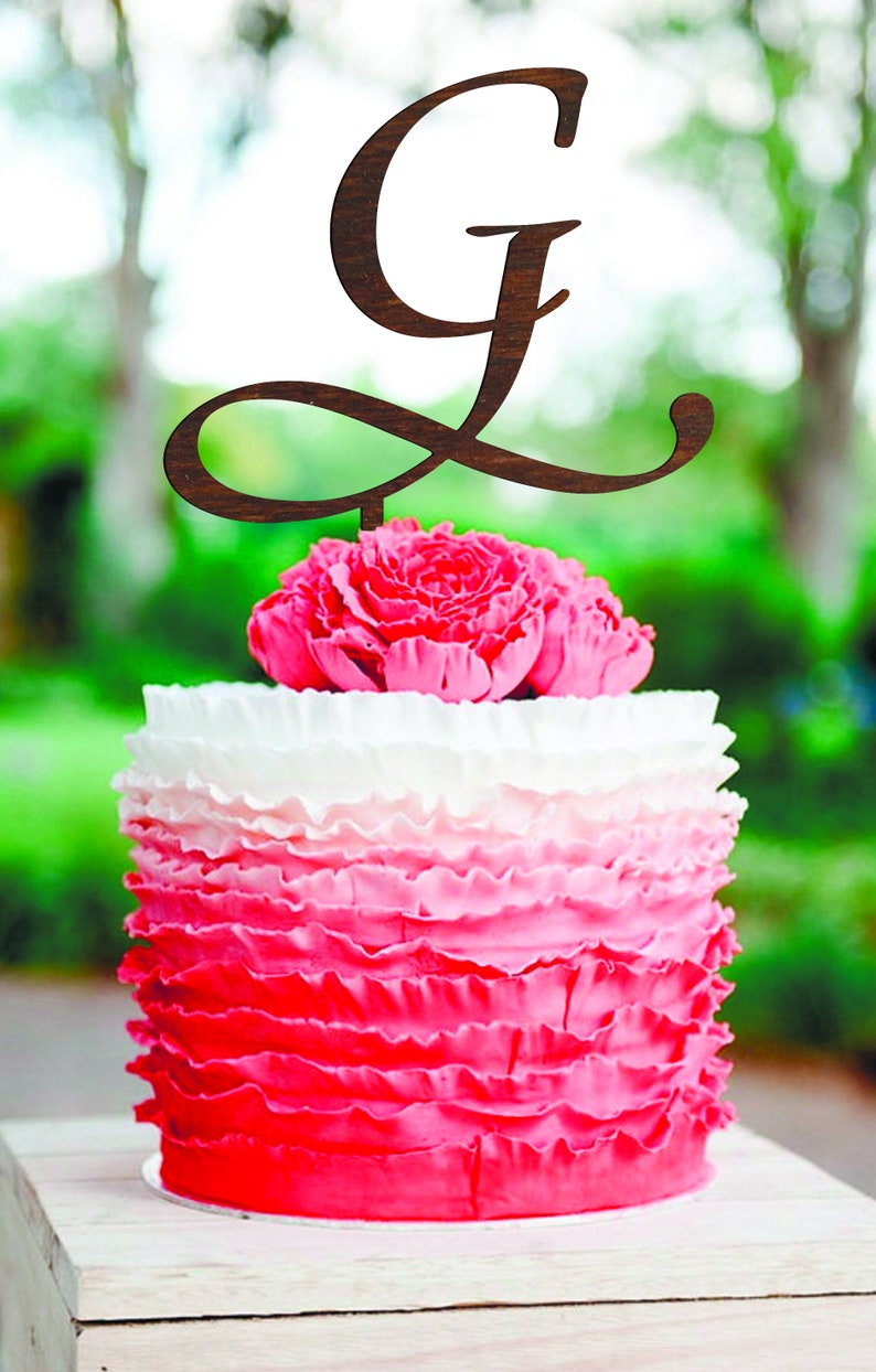 Letter G Cake Topper Gold Monogram Wedding Cake Topper Initial Etsy