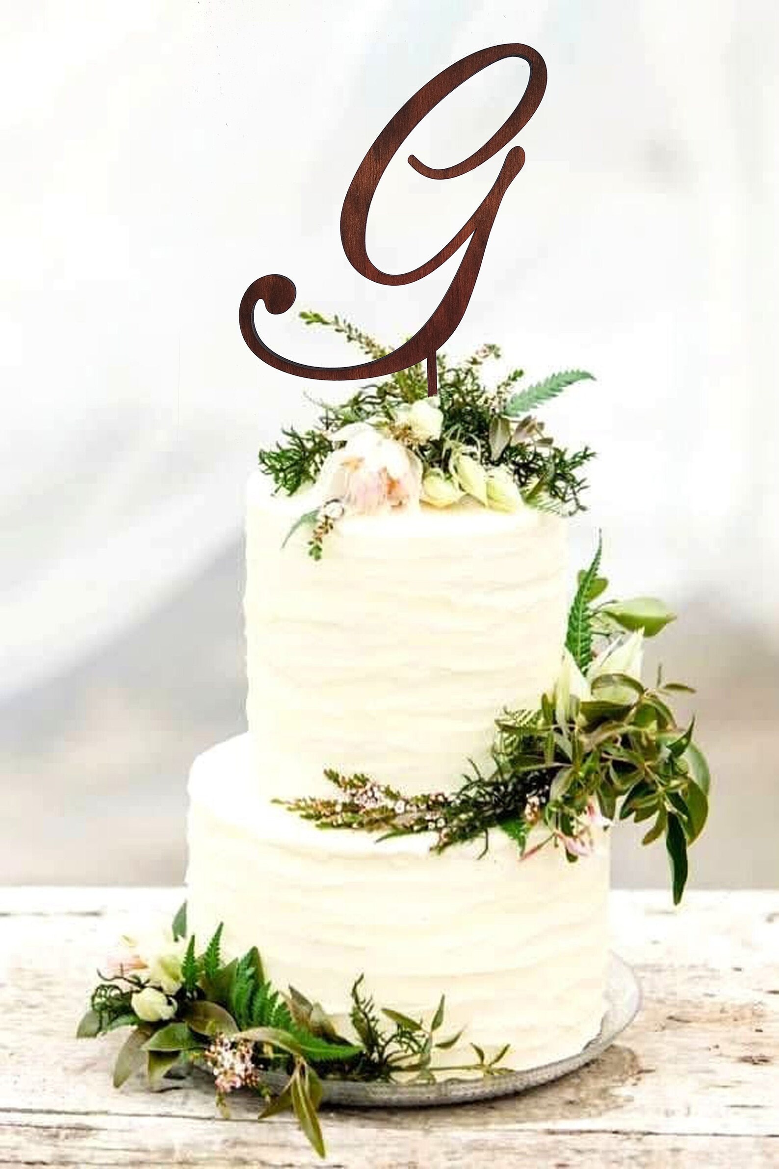 G Cake Topper G Letter Wedding Cake Topper Gold Wood Monogram Etsy