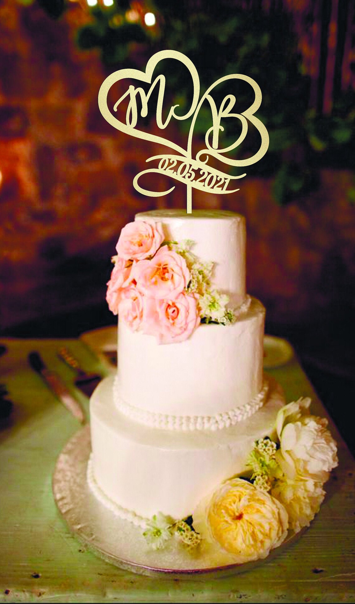 Wedding Cake Topper With Date Cake Topper M Cake Topper B Wood Etsy