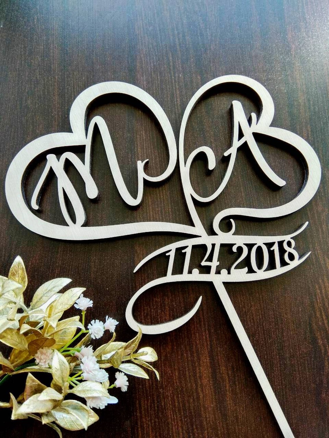 Wedding Cake Topper With Date Cake Topper M Cake Topper B Wood Etsy