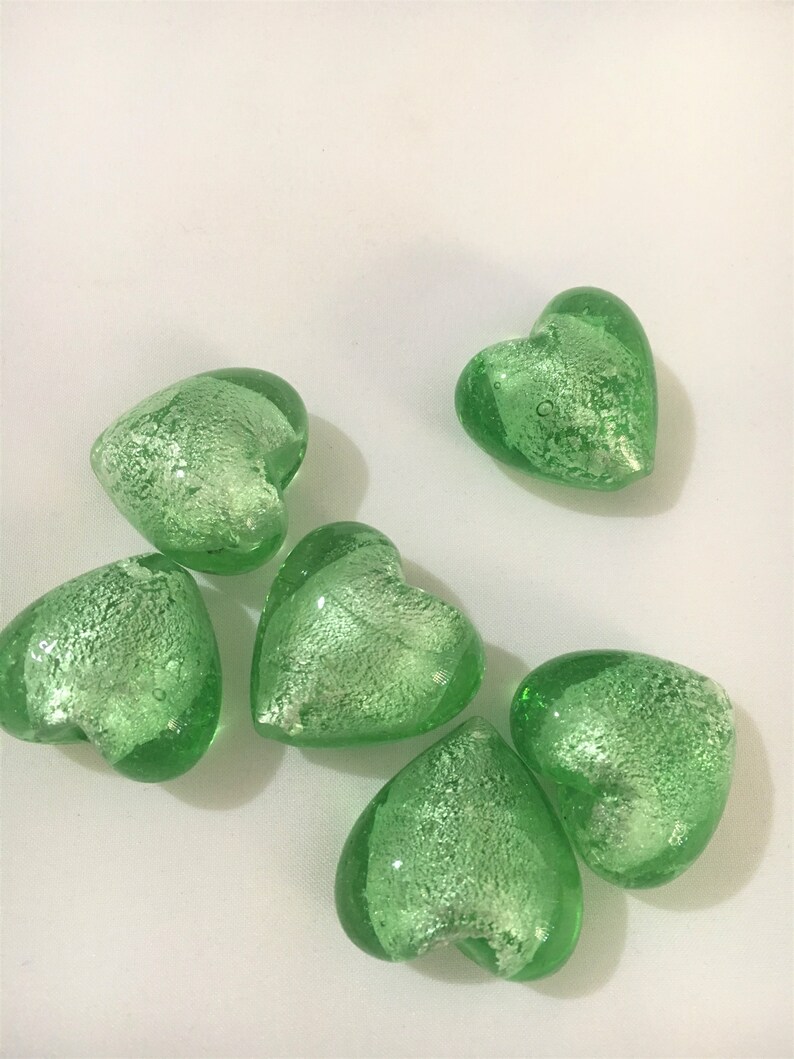 Foil Heart Bead Green 30mm Indian Glass Foil Bead Etsy