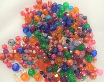 Acrylic Bead Mix - 50g pack, Mixed bead, size, shape and colour
