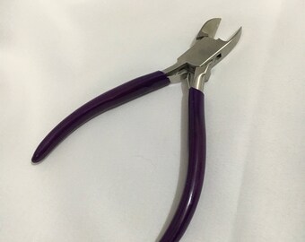Wire Cutter, Stainless Steel, Purple Handle, Diagonal Cutting, Pliers, Stainless Steel Tool, Ergonomic Handle, Hobbies, DIY