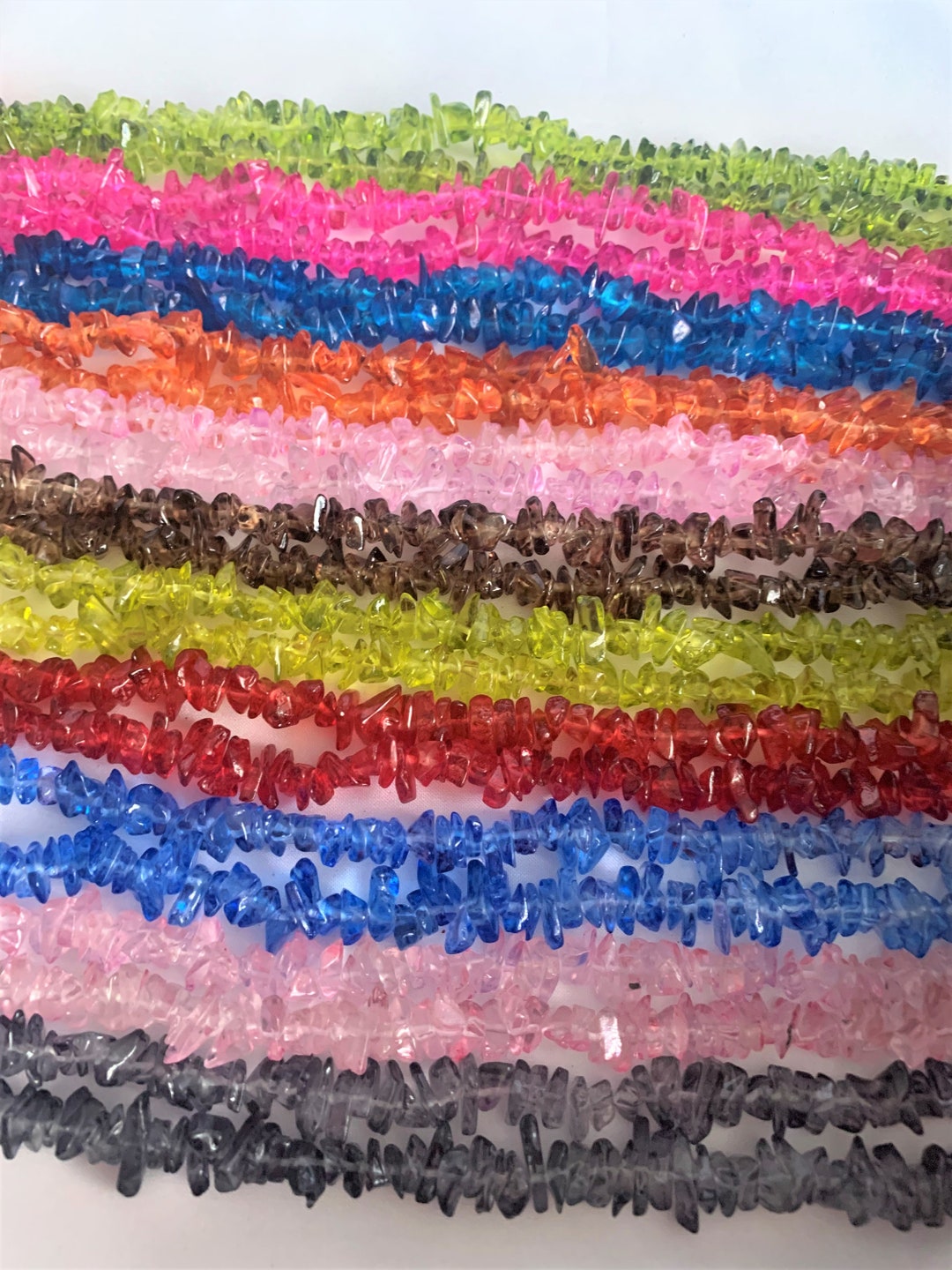 Glass Chip Strand, Chip Beads, Glass Chips, Various Colours Etsy