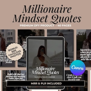 Millionaire Mindset Quotes eBook MRR // master resell rights, resell product, sell on etsy, PLR ebook, DFY ebook, private label rights