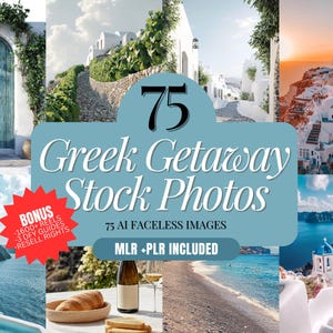 75 Greek Getaway Stock Photos: AI Faceless Images, MRR+PLR