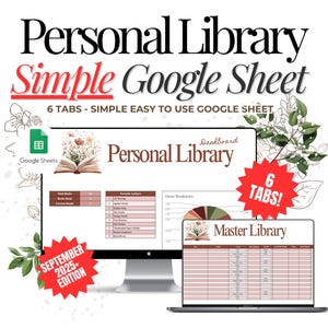 Simple ADHD Book Tracker, Reading List Google Sheets, Personal Digital Library, Reading Journal Spreadsheet,Book Lovers Gift,Book Collection