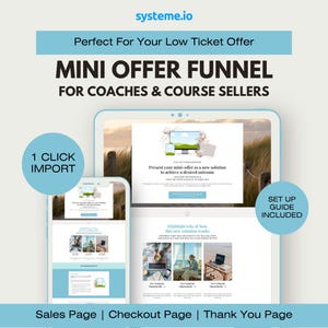 Coastal Systeme.io Trichter-Vorlage für niedrige Ticketangebote, Verkaufsseite Opt In, Freebie-Form Landing Page, Digital Marketing Coach, Systemvorlage