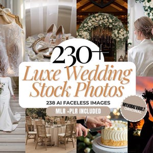 AI Wedding Stock Photos: Luxe Bridal Images, Flat Lays (230+ Digital Download, PLR/MLR License)