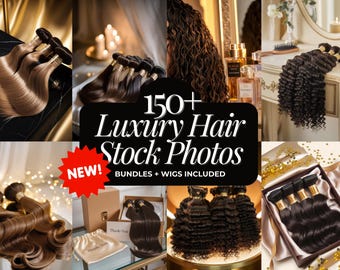 Luxury Hair Stock Photos: Wigs & Bundles, Beauty Business Images (Digital Download)