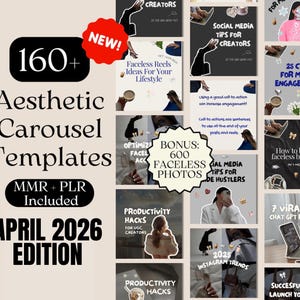 AESTHETIC Carousel Templates Instagram, TikTok Carousel Template, Shopify Instagram Feed, Cosy Canva Template, Trendy Threads Marketing