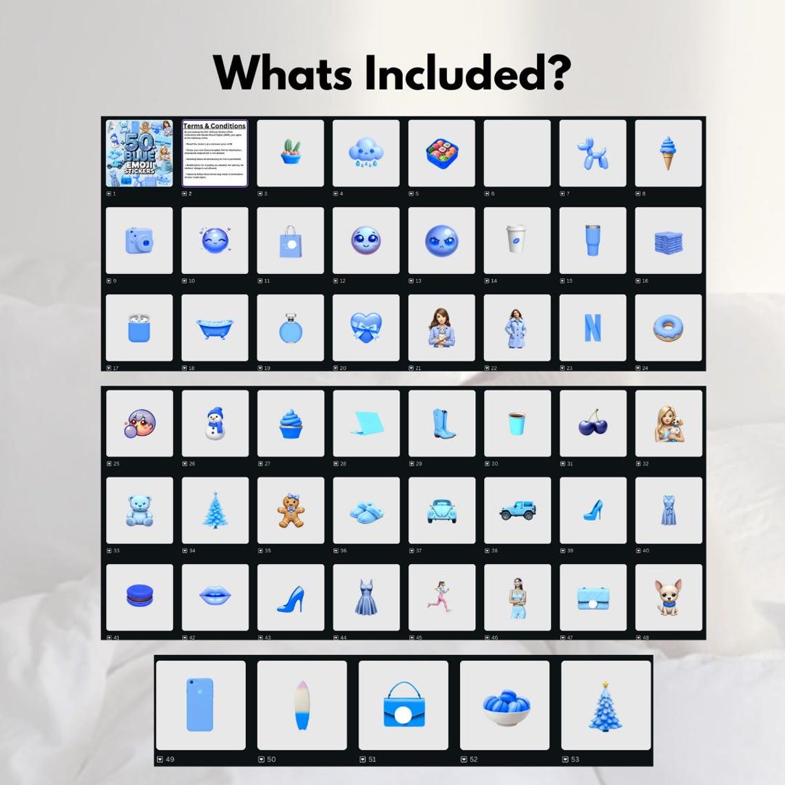 50 Blue Aesthetic Emoji Stickers for Ios 18 iPhone Users – Digital ...