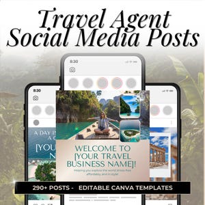 Travel Agent Social Media Template Bundle, Travel Agent Social Media, Travel Blogger Content, Travel Agency Marketing, Instagram Post, Canva