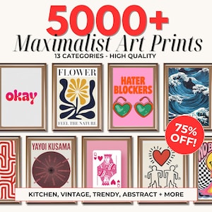 5000 oeuvres d'art murales maximalistes, MEGA BUNDLE, oeuvres d'art murales tendance, ensemble mural de galeries maximalistes, oeuvres d'art murales éclectiques, décoration d'intérieur maximalistes, impression tendance