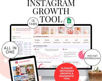 Ultimate Instagram Growth Tool – Google Sheets Planner for Creators, Influencers, Social Media Analytics & Content Calendar