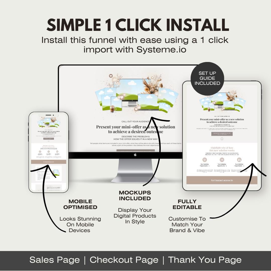 Systeme.io Mini Offer Funnel Template: Sales Page, Opt-in, Freebie ...