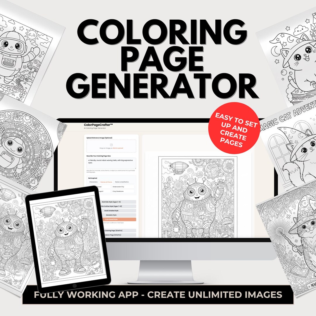 Colorpagecrafter™ AI Coloring Page Generator | Create Printable ...