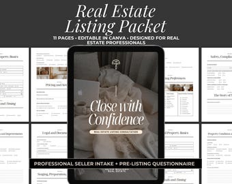 Real Estate Listing Consultation Packet | Seller Intake Questionnaire | Pre-Listing Form | Realtor Client Onboarding | Editable in Canva