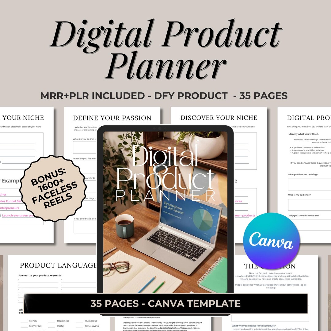 Digital Product Planner Canva Template: Business & Passive Income (35 ...