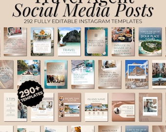 Reisebüro Social Media Templates: 292 Canva Posts (Digitaler Download)