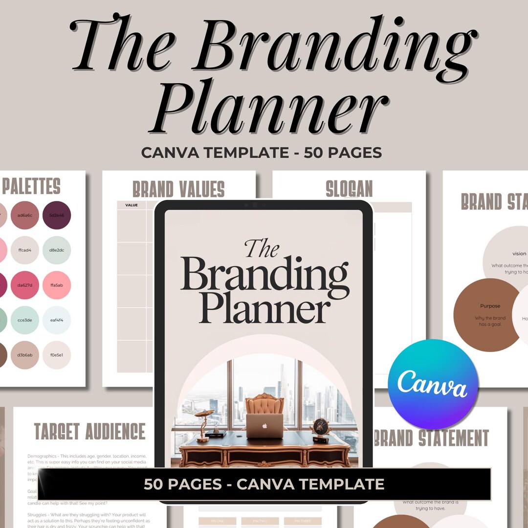 Branding Planner Canva Template: 50 Page Business Brand Strategy Guide ...