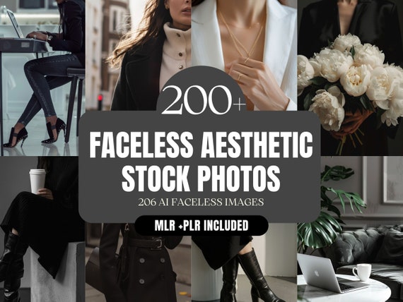 200+ Faceless AI Marketing Stock Images Bundle With MRR+PLR | Instagram Minimalist Luxury Moody Aesthetic Fashion Lifestyle | Stock Images