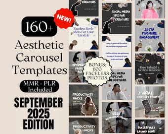 AESTHETIC Carousel Templates Instagram, TikTok Carousel Template, Shopify Instagram Feed, Cosy Canva Template, Trendy Threads Marketing