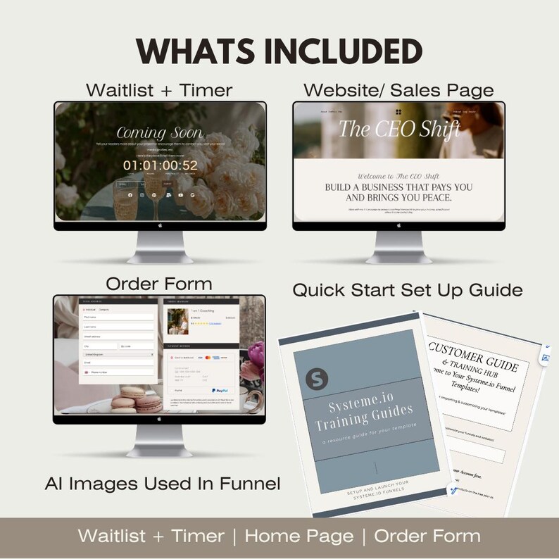 systeme landing page, systemeio, systemeio template, coaching funnel, lead magnet funnel, funnel download, systeme template, funnel design, digital product, email marketing, sales funnel design, sales page brown, sales page floral