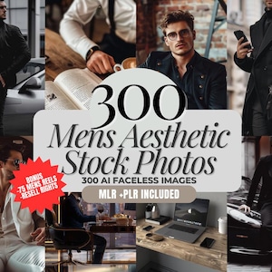 300 Luxus AI Bildern für Männer mit PLR / MRR - Gesichtslose Ästhetische Bilder, Männer Bild, Gesichtslose Männer Bilder, Männer Inhaltsbank