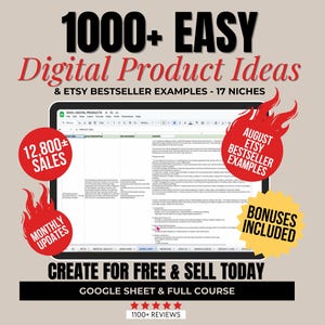 1000+ Digital Product Ideas: Etsy Shop Guide (PDF Download