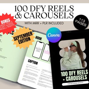 100 DFY Faceless Reels: MRR/PLR Instagram & TikTok Videos (Canva Templates, Bonus Guide)