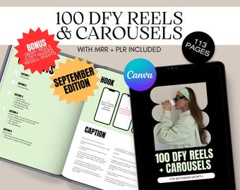 100 DFY Faceless Reels: MRR/PLR Instagram & TikTok Videos (Canva Templates, Bonus Guide)
