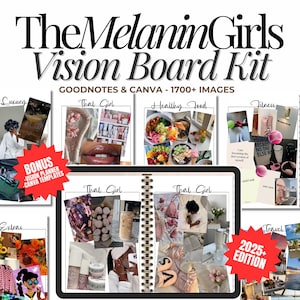 Tablero de visión de MELANIN GIRL, Imágenes de tablero de visión, Tablero de visión 2025, Tablero de visión imprimible, Kit de tablero de visión, Kit de tablero de visión de niña negra