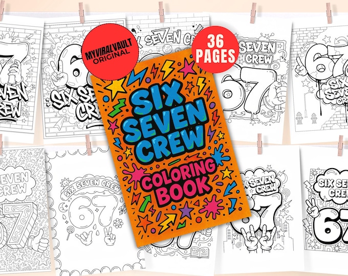 SIX SEVEN CREW Graffiti Colouring Page | Printable A4 Line Art | Street