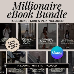 Millionaire eBook Bundle MRR // master resell rights, resell product, sell on etsy, PLR ebook, DFY ebook, private label rights