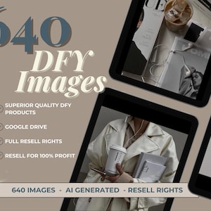 May include: A digital marketing product mockup featuring 640 AI-generated images for use in social media or online marketing. The images are available for download on Google Drive and include full resell rights.