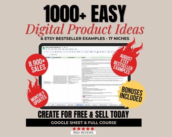 1000 Digital Product Ideas to Create and Sell for Passive Income, Bestselling Small Business Ideas, Etsy Digital Downloads Guide
