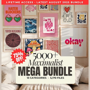 MEGA BUNDLE d'art mural maximaliste, art mural éclectique, décoration d'intérieur maximaliste, art mural tendance, estampes tendance, ensemble mural galerie maximaliste