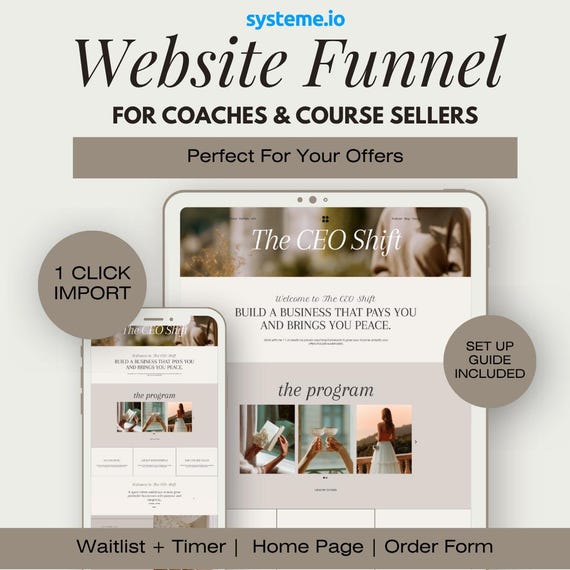 Systeme.io Coaching Funnel Template: Editable Sales Page & Waitlist (Digital Download)
