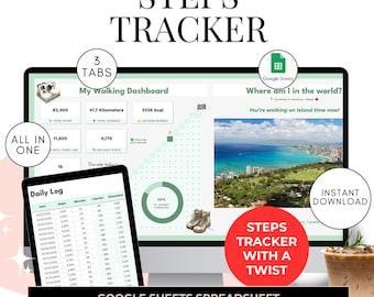 Steps Tracker – Interactive Google Sheets Walking Journey Tracker Template for Fitness
