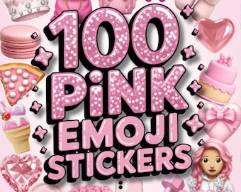 100 Pink Emoji Stickers: Kawaii Pastel Icons for iOS (Digital Download)
