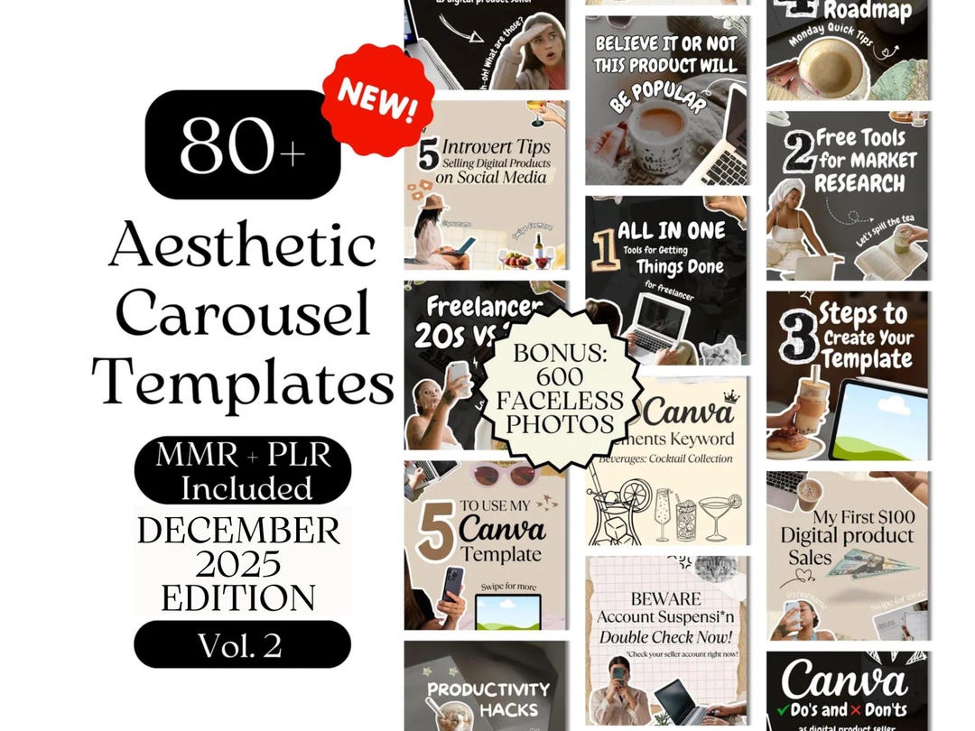 VOL 2 - Aesthetic Carousel Templates Instagram for Digital Product ...