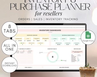 Google Sheets Inventory & Purchase Planner for Resellers – Track Orders, Sales, Inventory Restock – Digital Business Spreadsheet