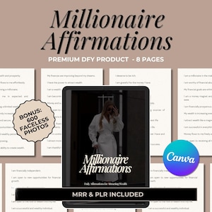Millionaire Affirmations eBook MRR // master resell rights, resell product, sell on etsy, PLR ebook, DFY ebook, private label rights