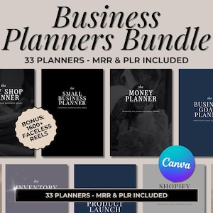 Business Planner Bundle: 33 Editable Canva Templates (MRR)