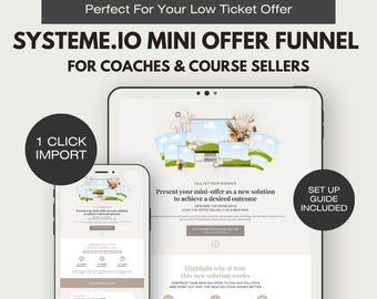 Mini modèle d'entonnoir de conversion pour les offres Systeme.io : page de vente, inscription, cadeau (téléchargement numérique)