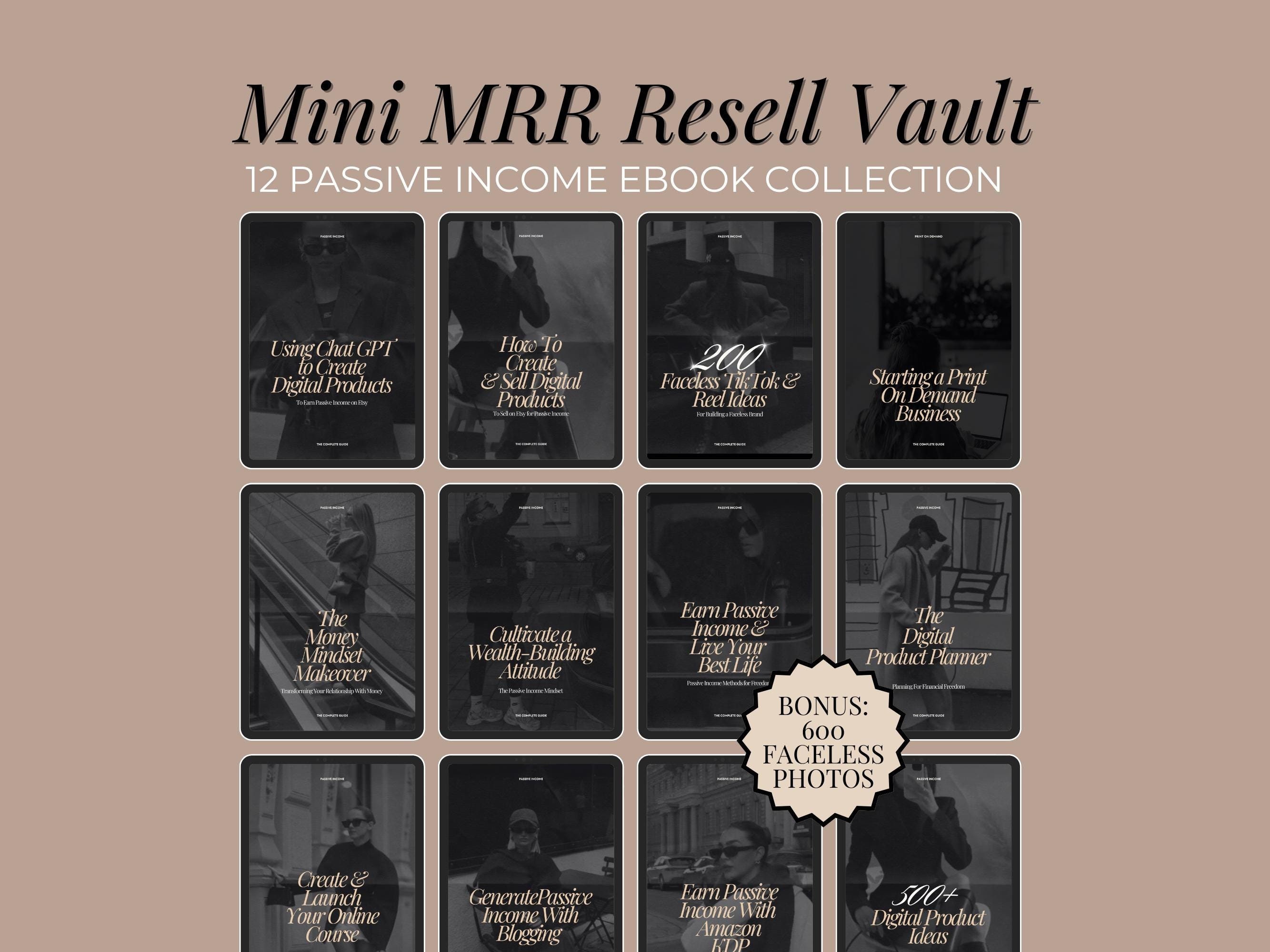 Passive Income eBook Bundle: MRR Resell Rights + Faceless Photos (Digital Download)