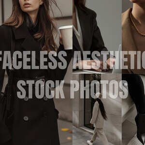 May include: A collage of four images featuring a woman in a black coat, a woman typing on a laptop, a woman wearing a brown coat with a gold chain necklace, and a woman wearing black boots and tights.