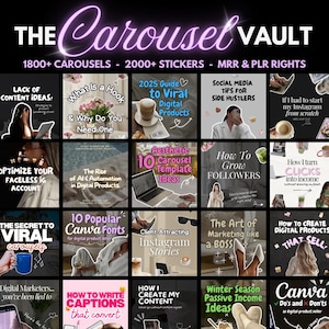 3900+ Instagram Carousel Templates: MRR PLR Canva Content